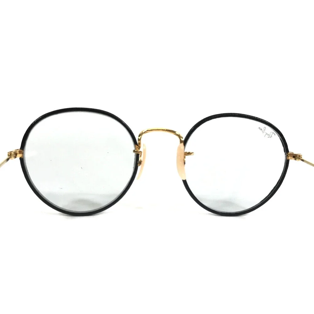 Vintage B&L Ray-Ban Leathers Sunglasses Black Gold with Gray Photochromic Lenses